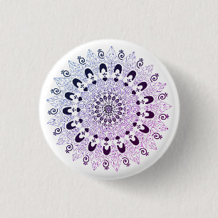 Classic Cute Colourful Mandala Flower Design 1 Inch Round Button