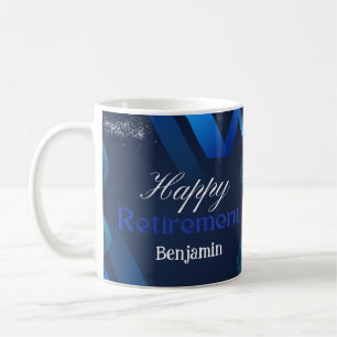 Classic Cute Modern Blue&White Happy Retirement  Coffee Mug