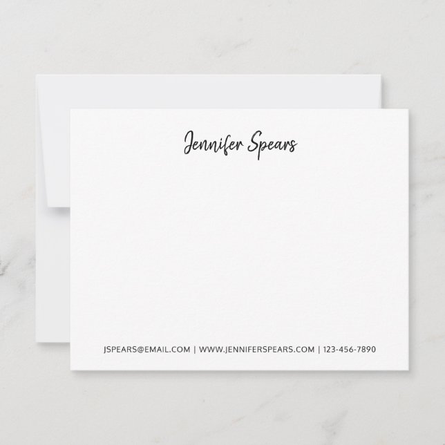 Classic Cute Professional Handwritten Black Script Card (Front)