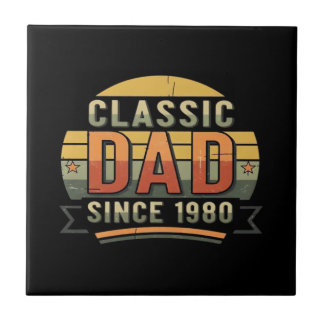 Classic Dad Since 1980 Vintage Retro Tile