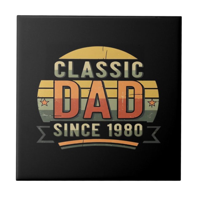 Classic Dad Since 1980  Vintage Retro  Tile (Front)