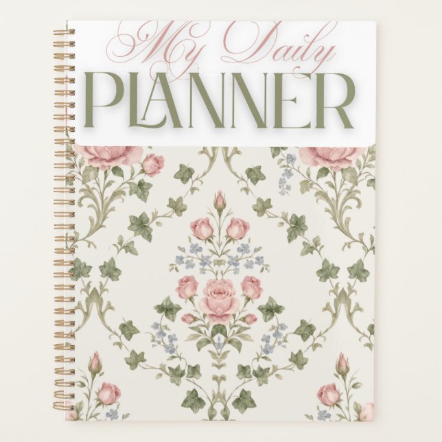 Classic Damask Floral "My Daily Planner" Planner (Front)