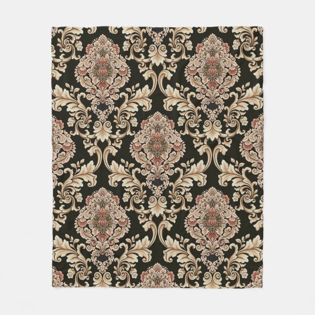 classic damask jacquard pattern with frameabstract fleece blanket (Front)