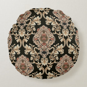 classic damask jacquard pattern with frameabstract round pillow