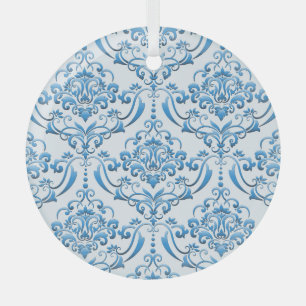 Classic Damask: Luxurious Seamless Background Glass Ornament