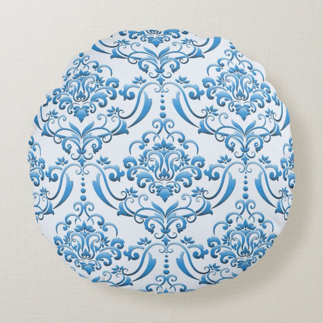 Classic Damask: Luxurious Seamless Background Round Pillow (Front)