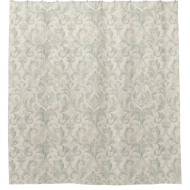 Classic Damask Pattern Sage Green and Beige (Front)