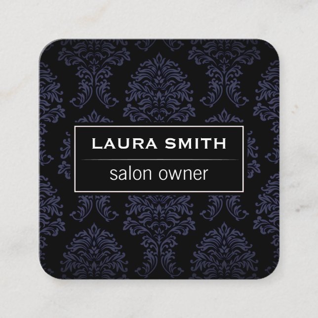 Classic Damask pattern Square Business Card (Front)