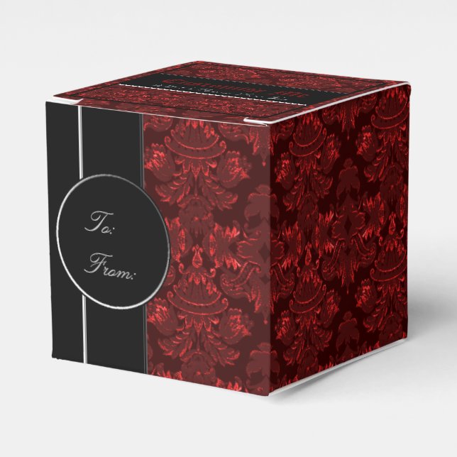 Classic Damask Red Favor Box (Front Side)