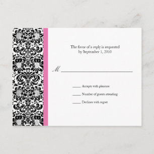 Classic Damask RSVP Reply Invitation Postcard