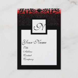 CLASSIC DAMASK SQUARE MONOGRAM black gold metallic Business Card