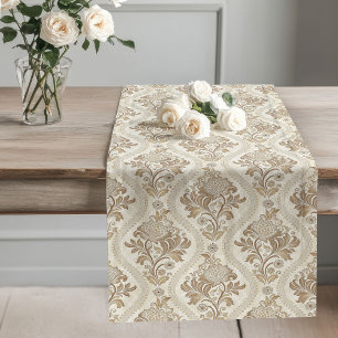 Classic Damask Table Runner Neutral Victorian Chic