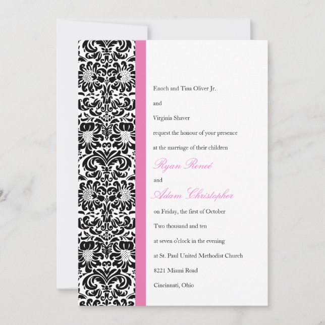 Classic Damask Wedding Invitation (Front)