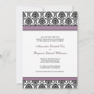 Classic Damask Wedding Invitation (lilac ribbons)
