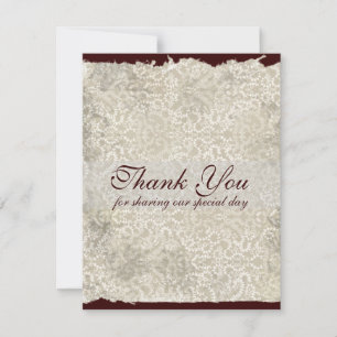 Classic Damask Wedding Thank You Notes, Brown Invitation