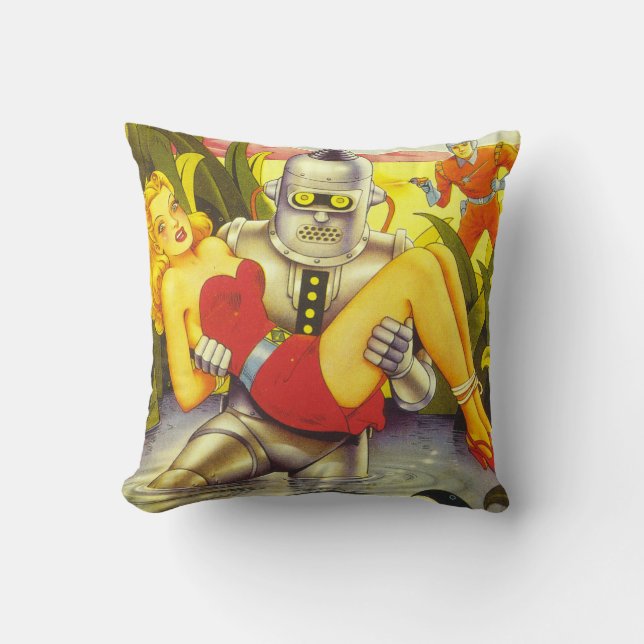 Classic "Damsel in Distress" Throw Pillow (Front)