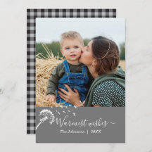 Classic Dandelion Buffalo Plaid Warm Wishes Card