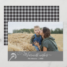 Classic Dandelion Buffalo Plaid Warm Wishes Card