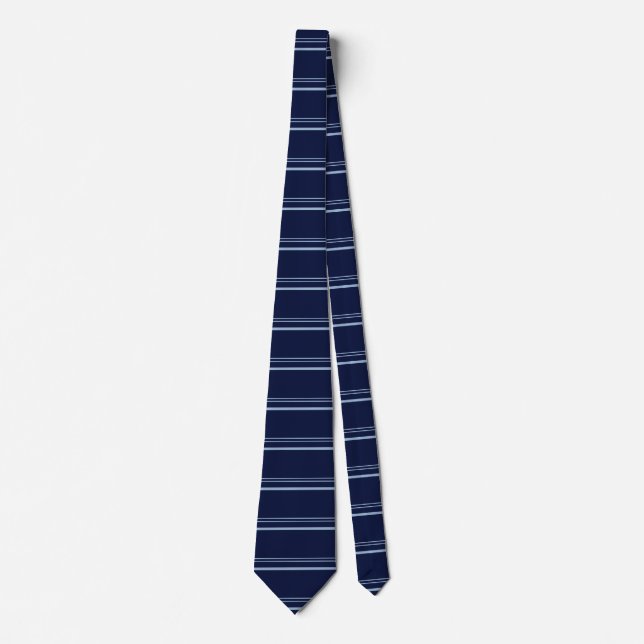Classic Dark Blue and Light Blue Striped Mens Tie (Front)