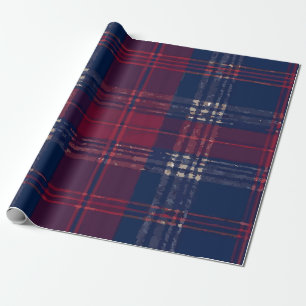 Classic Dark Blue and Red Plaid – Bold Timeless Wrapping Paper