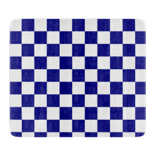 Classic Dark Blue and White Chequerboard Pattern Cutting Board