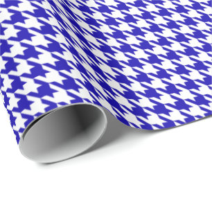 Classic Dark Blue and White Houndstooth Pattern Wrapping Paper