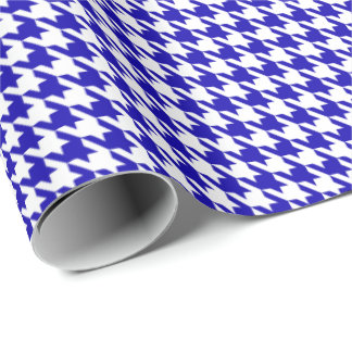 Classic Dark Blue and White Houndstooth Pattern Wrapping Paper