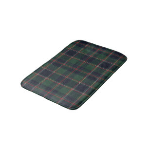 Classic Dark Blue Red Green Plaid Pattern Bath Mat