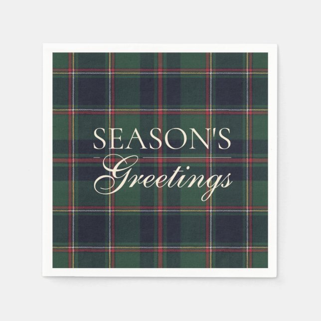 Classic Dark Blue Red Green Plaid Pattern Napkin (Front)
