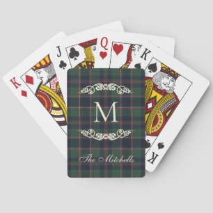 Classic Dark Blue Red Green Plaid Pattern Playing Cards