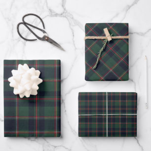 Classic Dark Blue Red Green Plaid Pattern Wrapping Paper Sheet