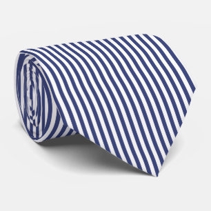 Classic Dark Blue White Vertical Stripes Pattern Tie