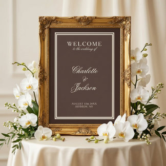 Classic Dark Brown Old Money Wedding Poster