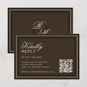 Classic Dark Brown Old Money Wedding RSVP Card