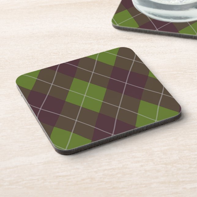 Classic Dark Green Argyle Pattern Coaster (Left Side)