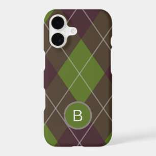 Classic Dark Green Argyle Pattern Monogram