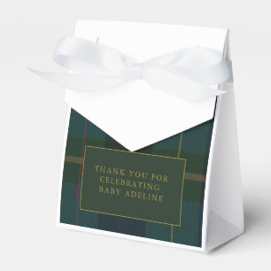 Classic Dark Green Plaid Baby Shower Favor Box