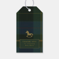 Classic Dark Green Plaid Equestrian Baby Shower