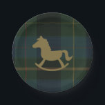 Classic Dark Green Plaid Equestrian Baby Shower Paper Plate<br><div class="desc">Classic Dark Green Plaid Equestrian Baby Shower Paper Plates</div>
