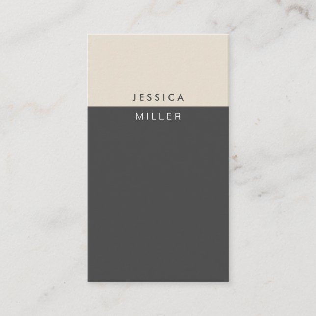 Classic Dark Grey & Beige Social Media Vertical Business Card (Front)