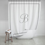 Classic Dark Grey Border Script Monogram Letter<br><div class="desc">Add classic elegance to your bathroom with this stylish monogrammed shower curtain. This sophisticated white shower curtain is framed with a contemporary hotel chic layered border design. Personalize the script monogram letter with your first or last name initial. Dark grey / charcoal and white colour scheme. Please shop our store...</div>