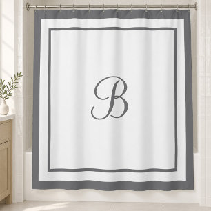 Classic Dark Grey Border Script Monogram Letter