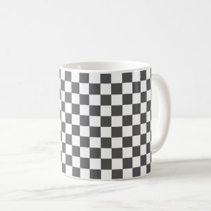 Classic dark grey chequerboard coffee mug