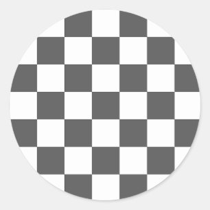 Classic dark grey chequerboard round sticker