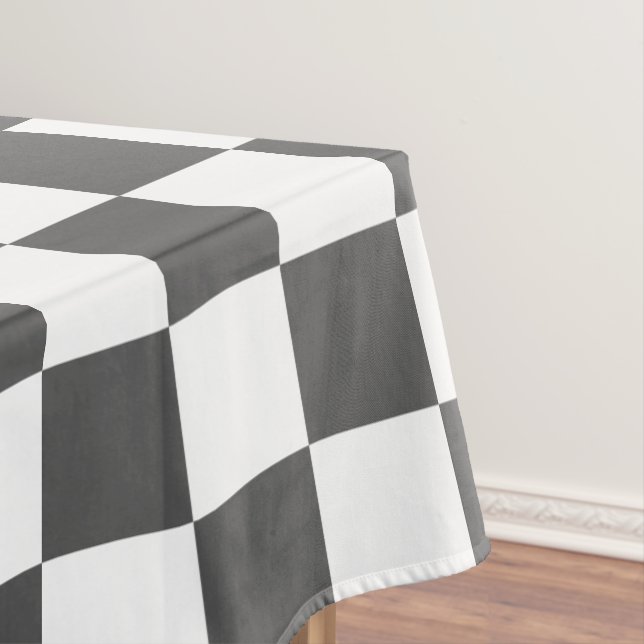 Classic dark grey chequerboard tablecloth (In Situ)