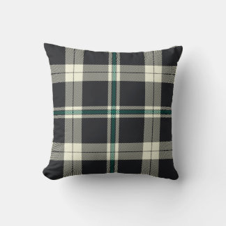 Classic Dark Navy and Green Tartan Plaid Pattern Throw Pillow