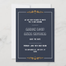 Classic Dark Navy Blue Save The Date Wedding