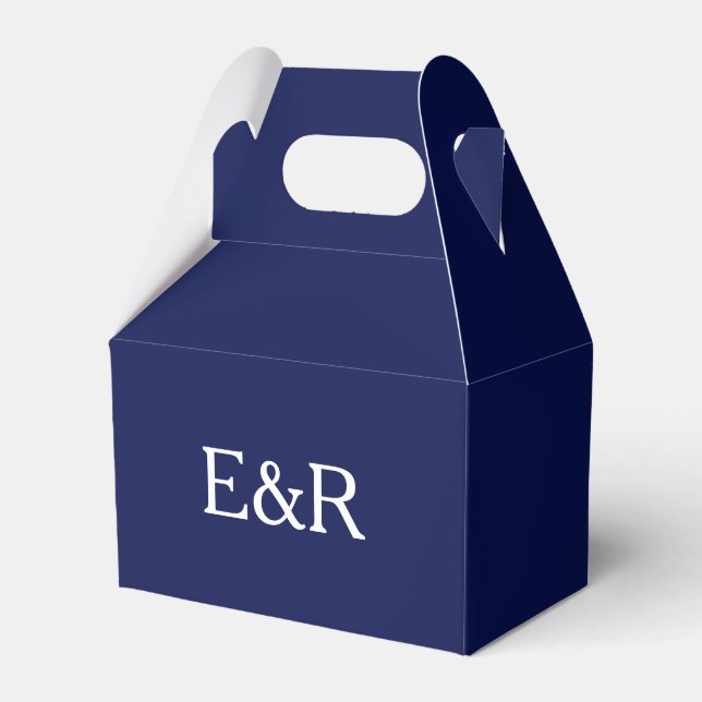 Classic Dark Navy Blue Wedding Favor Box (Front Side)