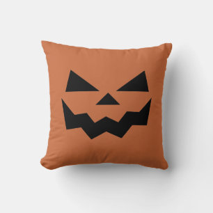 Classic Dark Orange Jack-o-lantern pumpkin face  Throw Pillow