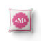 Classic Dark Pink and White Monogram Pillow